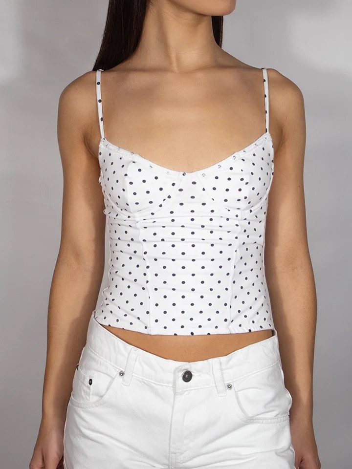 Subdued White Polka Dot Corset Top